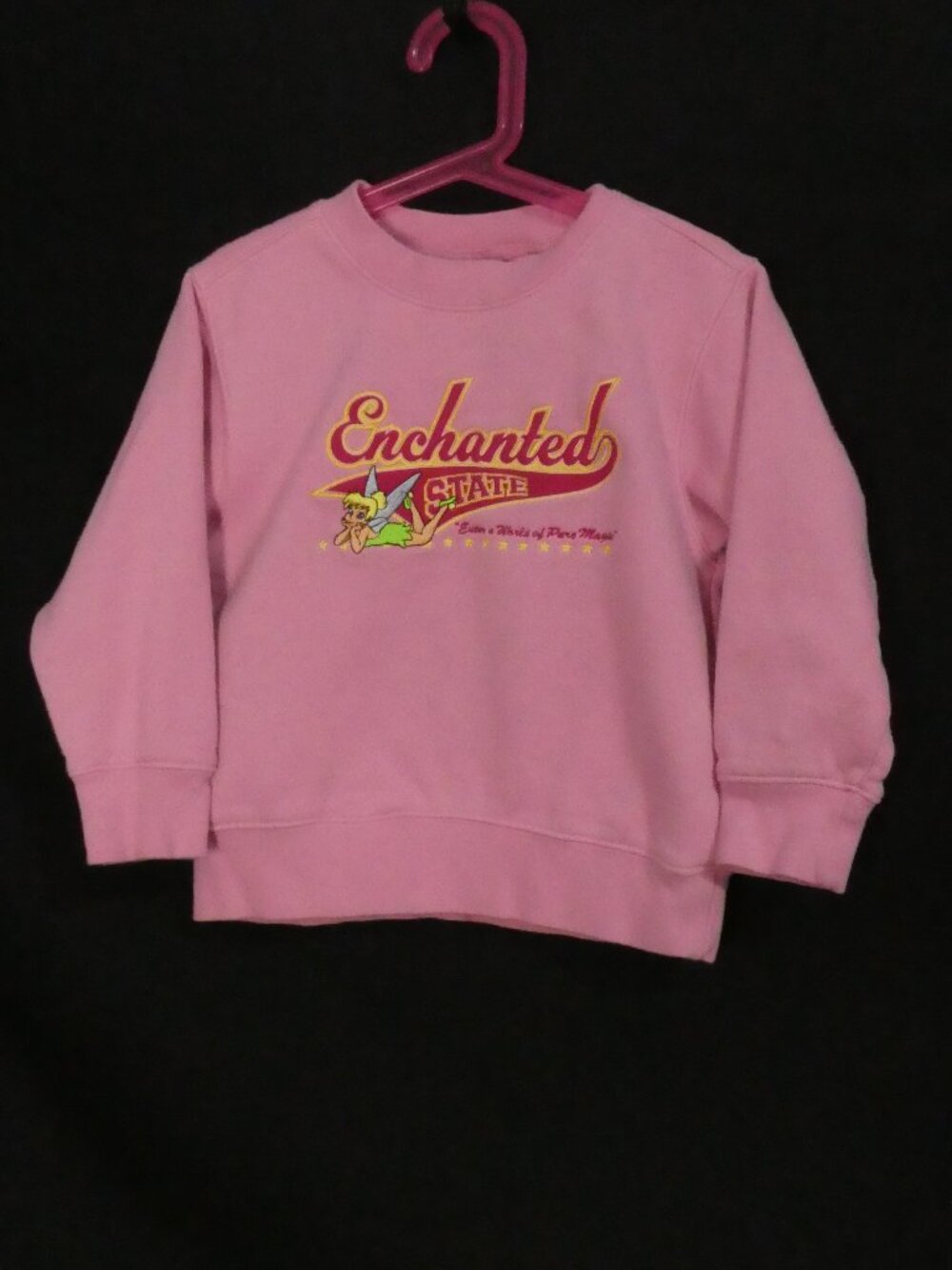 DISNEY STORE Tinker Bell "Enchanted State" Pink Crewneck Sweatshirt - size 2-3
